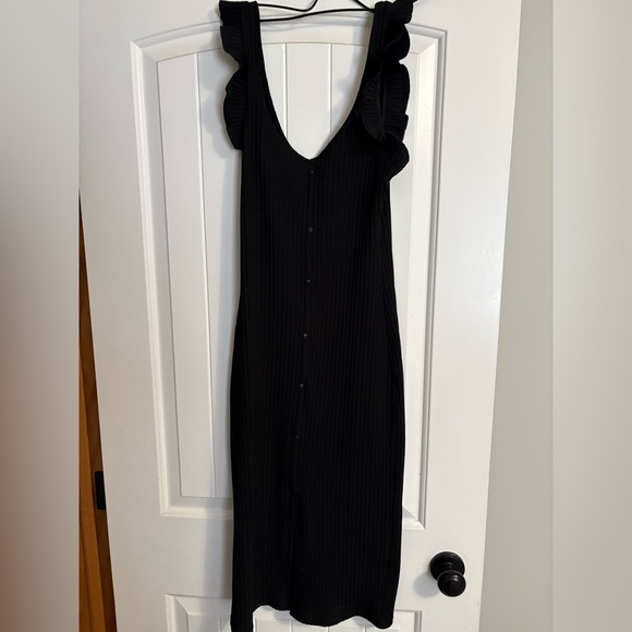 Zara Black Midi Dress with Ruffle Detail - Picture 4 of 6
